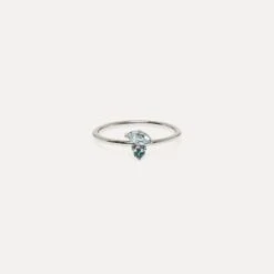 Aquamarine & Green Sapphire Joy Solitaire Ring -STILNEST Jewelry Sales Joy Ring Aquamarine Green Sapphire Silver V2