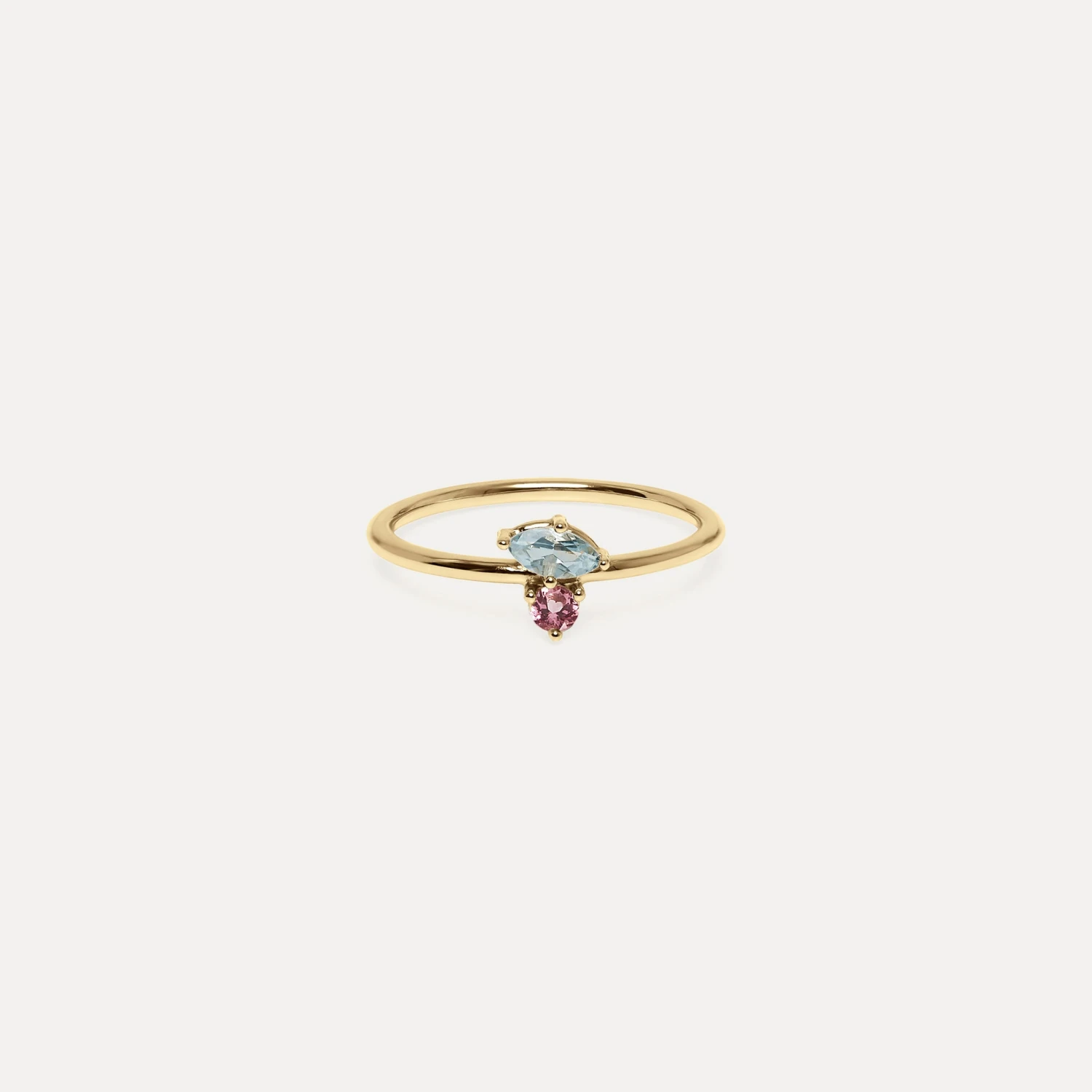 Aquamarine & Pink Tourmaline Joy Solitaire Ring | 14k Gold 1 Aquamarine & Pink Tourmaline Joy Solitaire Ring | 14k Gold