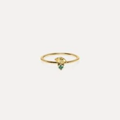 Citrine & Green Sapphire Joy Solitaire Ring | 14k Gold