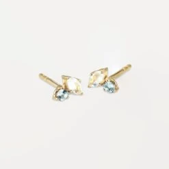 Moonstone & Aquamarine Joy Stud Earrings- Single | 14k Gold 9 Moonstone & Aquamarine Joy Stud Earrings- Single | 14k Gold -STILNEST Jewelry Sales Joy Moonstone Aquamarine 14k Pair 1