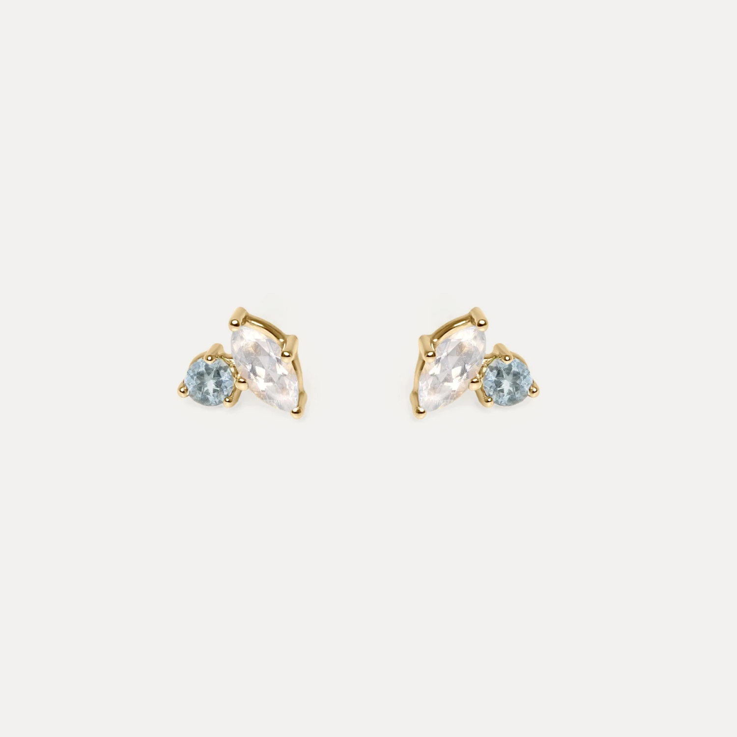 Moonstone & Aquamarine Joy Stud Earrings | 14k Gold 1 Moonstone & Aquamarine Joy Stud Earrings | 14k Gold