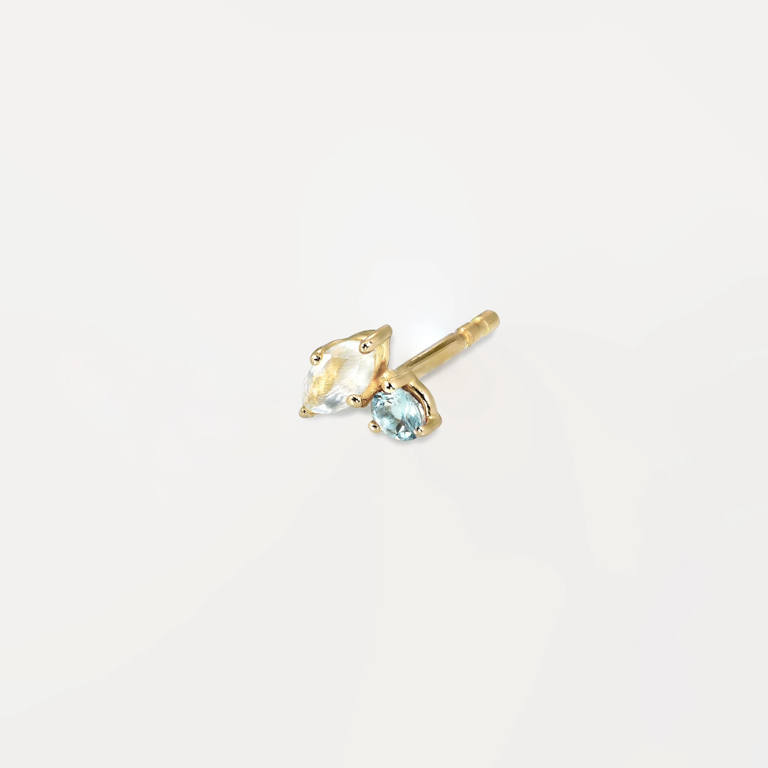 Moonstone & Aquamarine Joy Stud Earrings- Single | 14k Gold 4 Moonstone & Aquamarine Joy Stud Earrings- Single | 14k Gold - Image 4