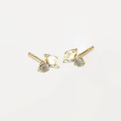 Moonstone & Gray Moonstone Joy Stud Earrings- Single | 14k Gold -STILNEST Jewelry Sales Joy Moonstone Gray moonstone 14k Pair 1