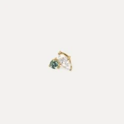 Moonstone & Green Sapphire Joy Stud Earrings- Single | 14k Gold