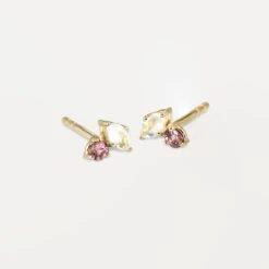 Moonstone & Pink Tourmaline Joy Stud Earrings | 14k Gold -STILNEST Jewelry Sales Joy Moonstone Pink Tourmaline 14k Pair