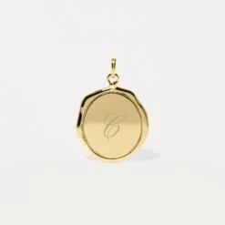 Engravable Large Seal Pendant | 14k Gold