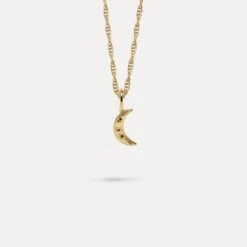 Lunar Eclipse Necklace With Singapore Chain | 14k Gold