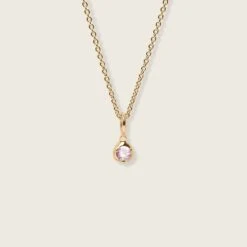 Mini Birthstone Necklace | 14k Gold 33 Mini Birthstone Necklace | 14k Gold -STILNEST Jewelry Sales Mini Birthstone Necklace 01 Pink Sapphire 14CT