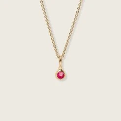 Mini Birthstone Necklace | 14k Gold 34 Mini Birthstone Necklace | 14k Gold -STILNEST Jewelry Sales Mini Birthstone Necklace 01 Ruby 14CT