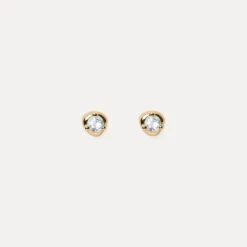 Mini Birthstone Stud Earrings | 14k Gold -STILNEST Jewelry Sales Mini Birthstone Stud Earrings 01 aquamarine 14k