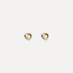 Citrine Stone Fluid Stud Earrings 7 Citrine Stone Fluid Stud Earrings -STILNEST Jewelry Sales Mini Birthstone Stud Earrings 01 citrine silver
