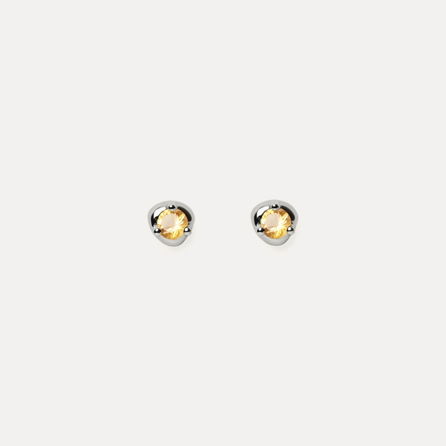 Citrine Stone Fluid Stud Earrings 4 Citrine Stone Fluid Stud Earrings - Image 4