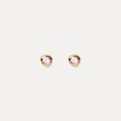 Mini Birthstone Stud Earrings | 14k Gold -STILNEST Jewelry Sales Mini Birthstone Stud Earrings 01 saphire pink 14k