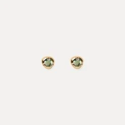 Mini Birthstone Stud Earrings | 14k Gold -STILNEST Jewelry Sales Mini Birthstone Stud Earrings 01 tourmaline 14k V2