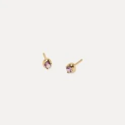 Mini Birthstone Stud Earrings | 14k Gold -STILNEST Jewelry Sales Mini Birthstone Stud Earrings 03 amethyst 14k