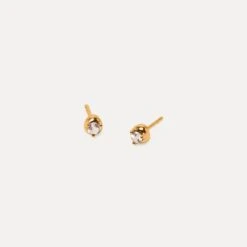 White Sapphire Stone Fluid Stud Earrings