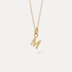 Mini Initial Pendant | 14k Gold -STILNEST Jewelry Sales Mini Initial Pendant Necklace Anchor 01 14K