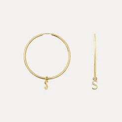 Mini Initial Hoop Earrings Big | 14k Gold