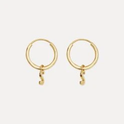 Mini Initial Hoop Earrings Small | 14k Gold -STILNEST Jewelry Sales Mini Initials Hoops 15mm 14K