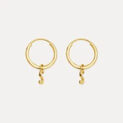 Mini Initial Hoop Earrings Small -STILNEST Jewelry Sales Mini Initials Hoops 15mm 24K