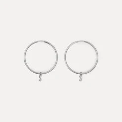 Mini Initial Hoop Earrings Big -STILNEST Jewelry Sales Mini Initials Hoops 40mm Silver