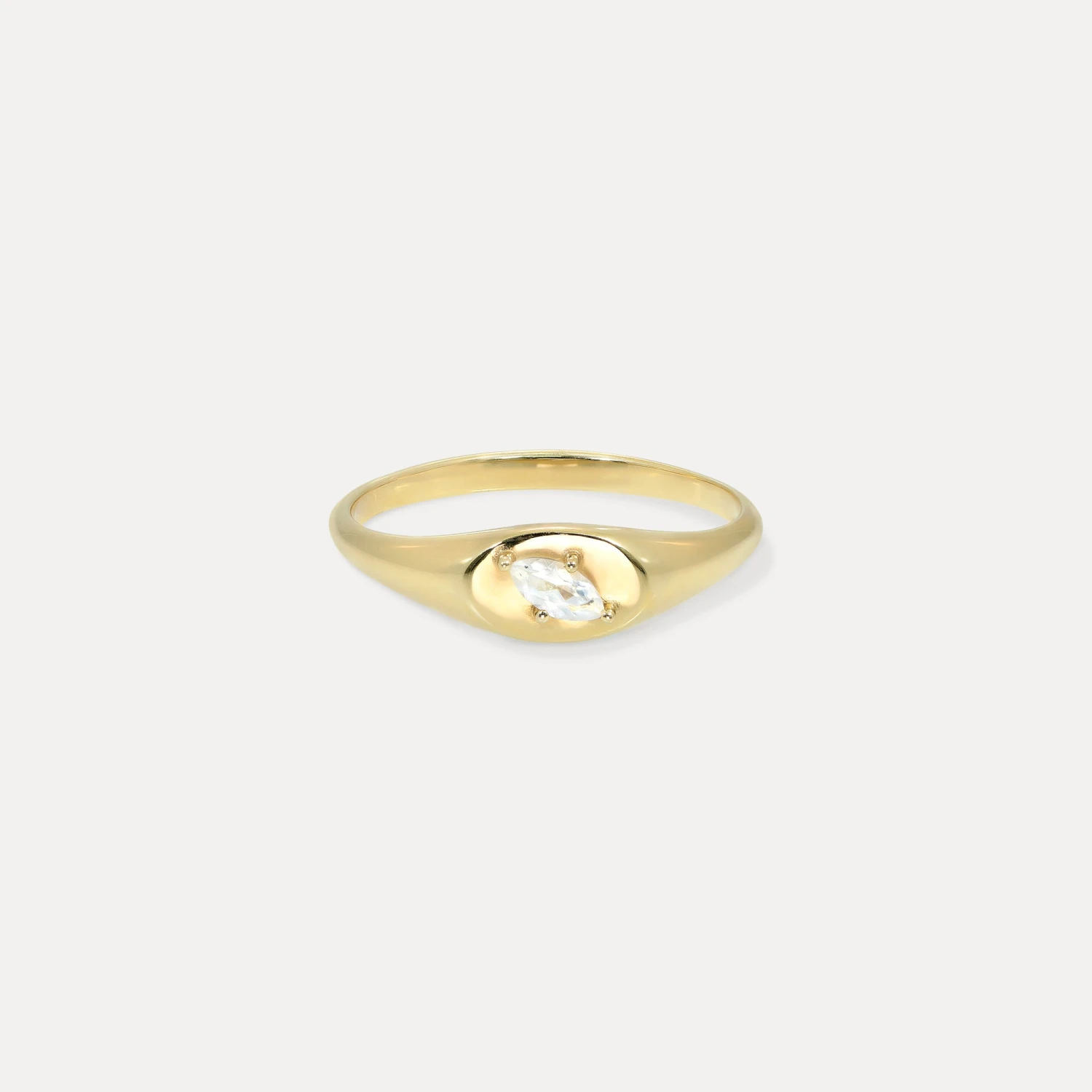 Moonstone Navette Platform Signet Ring | 585 Gold 4 Moonstone Navette Platform Signet Ring | 585 Gold - Image 4
