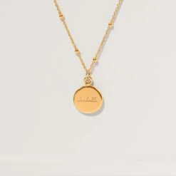 Engravable Fluid Medallion Necklace - Glossy 20 Engravable Fluid Medallion Necklace - Glossy -STILNEST Jewelry Sales Name Medallion Necklace Satellite Chain 01 24 CT