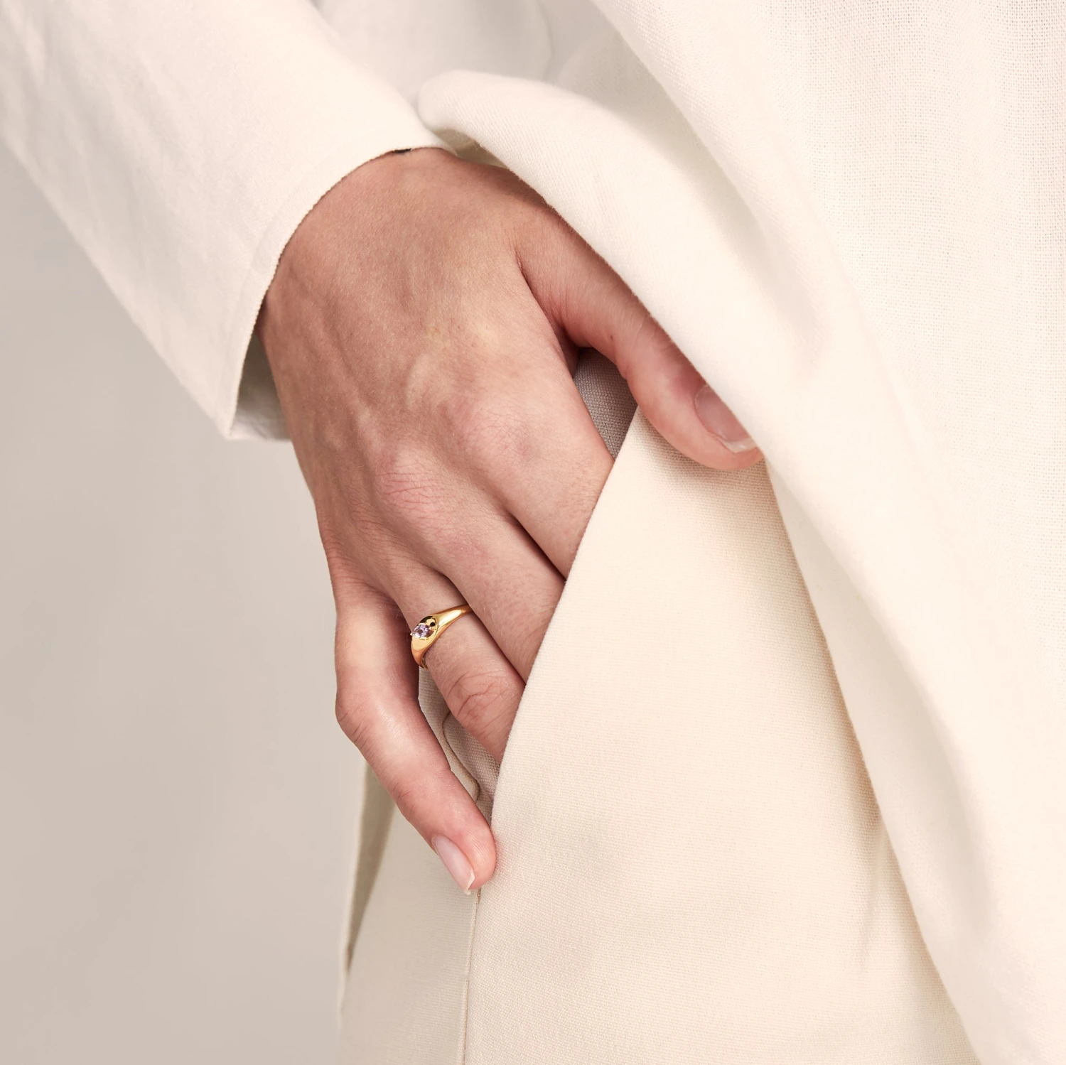 Amethyst Navette Platform Signet Ring 2 Amethyst Navette Platform Signet Ring - Image 2