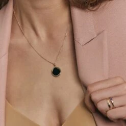 Onyx Organic Pendant | 14k Gold -STILNEST Jewelry Sales Organic Onyx Crystal Pendant Necklace 03