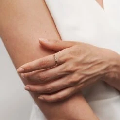 Diamond Pavé Bar Ring | 14k Gold -STILNEST Jewelry Sales PaveBarRing