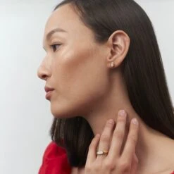 Pearl White Enamel Stud Earrings 12 Pearl White Enamel Stud Earrings -STILNEST Jewelry Sales Pearl White Enamel Stud 24k 02