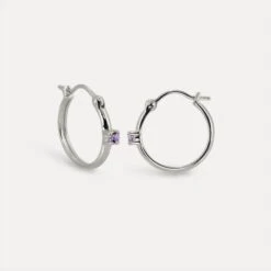 Amethyst Point Of Light Hoop Earrings 5 Amethyst Point Of Light Hoop Earrings -STILNEST Jewelry Sales Point of Light Hoops Amethyst Silver
