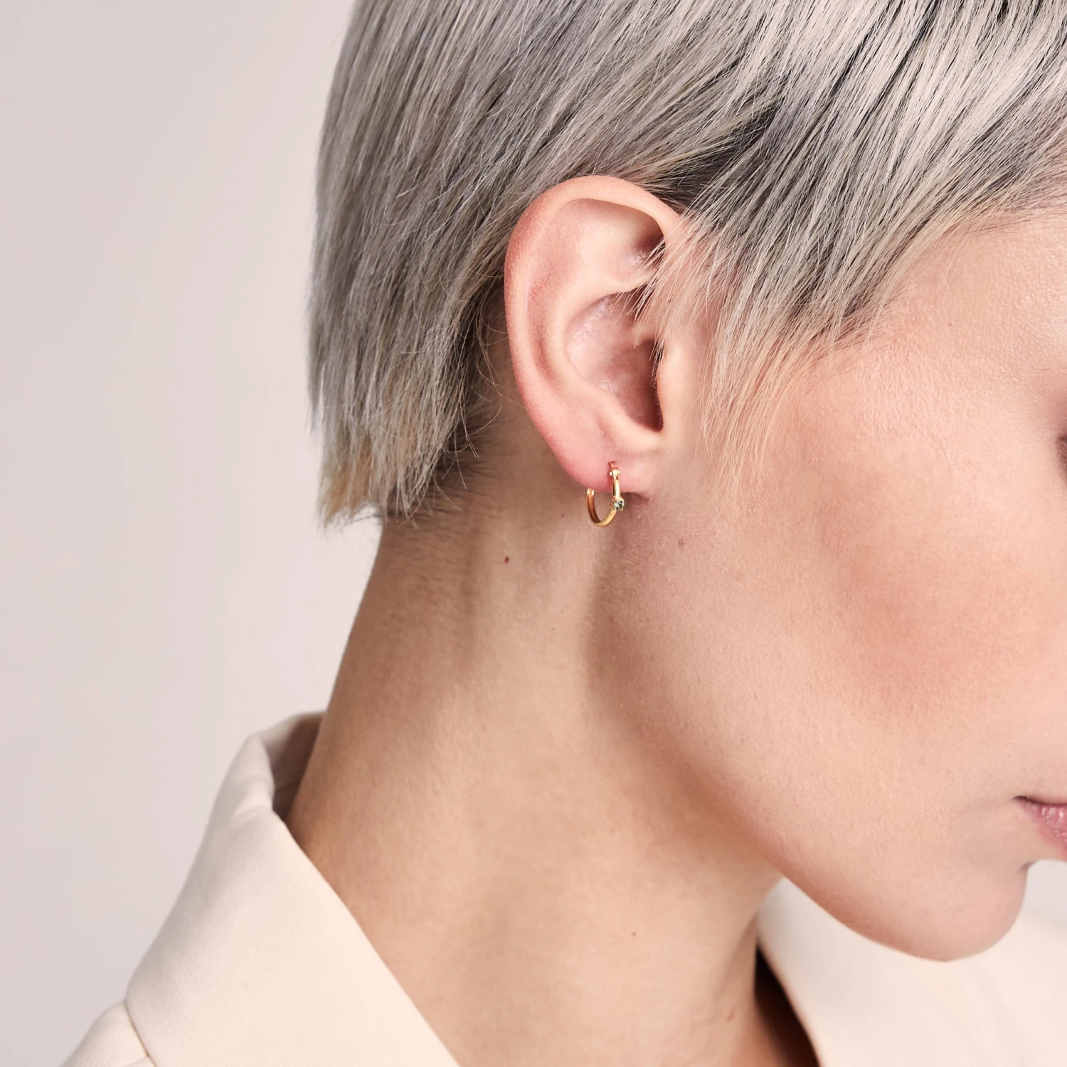 Green Tourmaline Point Of Light Hoop Earrings 2 Green Tourmaline Point Of Light Hoop Earrings - Image 2