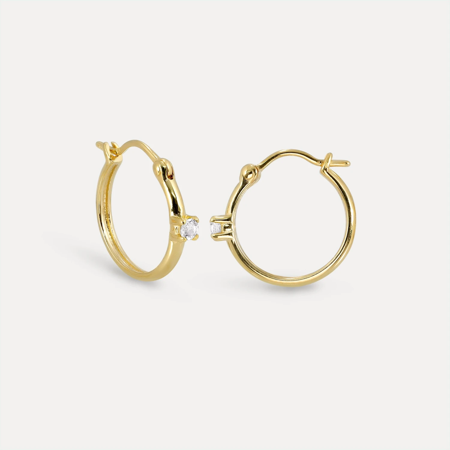 Diamond Point Of Light Hoop Earrings | 14k Gold 1 Diamond Point Of Light Hoop Earrings | 14k Gold