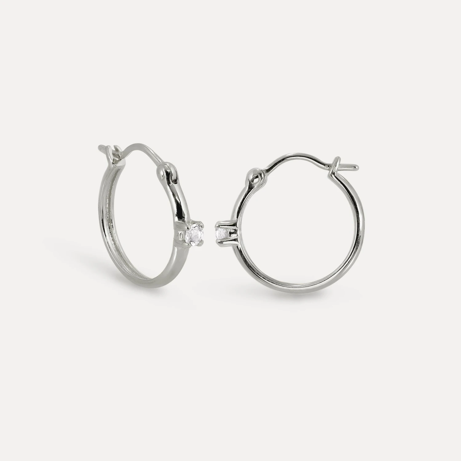 White Sapphire Point Of Light Hoop Earrings 2 White Sapphire Point Of Light Hoop Earrings - Image 2