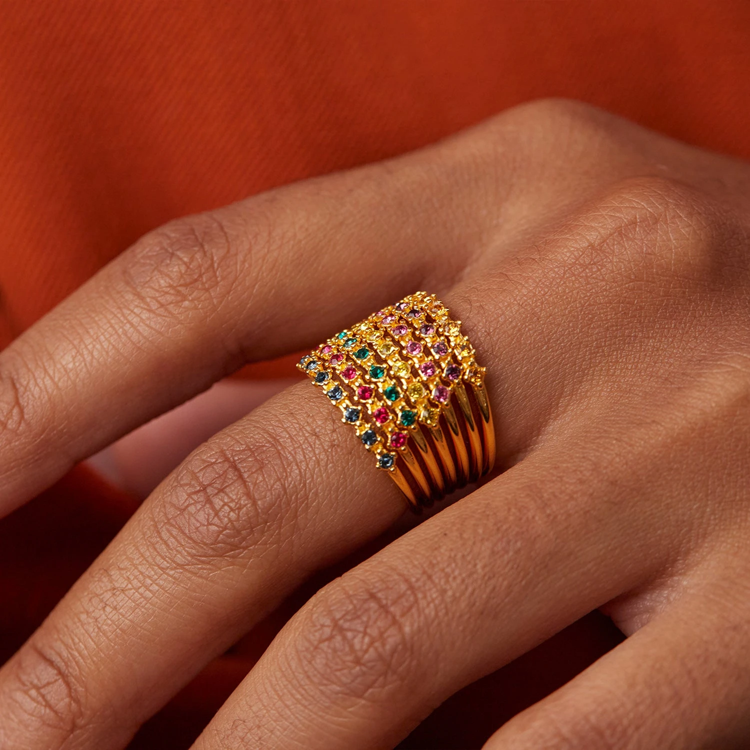 Dark Pink Crystals Color Delight Ring 2 Dark Pink Crystals Color Delight Ring - Image 2