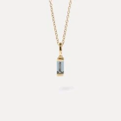 Aquamarine Retro Necklace | 14k Gold