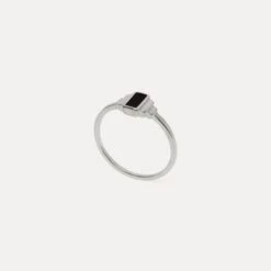 Black Enamel Retro Ring -STILNEST Jewelry Sales Retro Enamel Ring Black 01 Silver