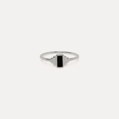 Black Enamel Retro Ring -STILNEST Jewelry Sales Retro Enamel Ring Black 02 Silver