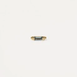 Aquamarine Retro Stud Earrings - Single | 14k Gold