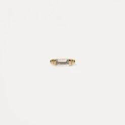 White Beryl Retro Stud Earrings - Single | 14k Gold
