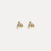 White Beryl Retro Stud Earrings | 14k Gold