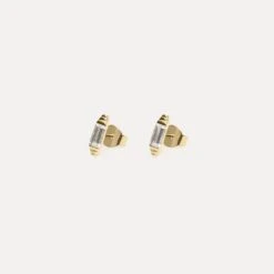 White Beryl Retro Stud Earrings | 14k Gold