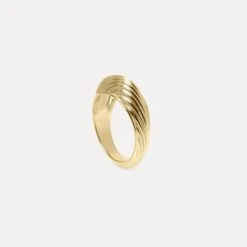 Ribbed Bombé Ring | 14k Gold