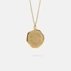 Sun Large Seal Necklace | 14k Gold