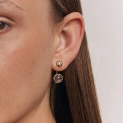 Jacket Moonstone Textured Earrings | 14k Gold