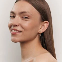 Jacket Moonstone Textured Earrings | 14k Gold -STILNEST Jewelry Sales Textured Moonstone Ear Jackets 2