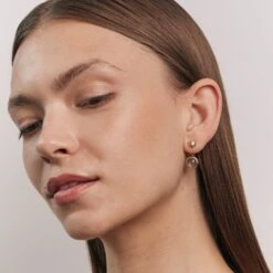 Jacket Moonstone Textured Earrings | 14k Gold -STILNEST Jewelry Sales Textured Moonstone Ear Jackets 3