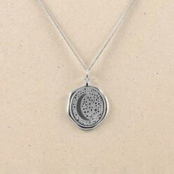 Moon Large Seal Necklace 15 Moon Large Seal Necklace -STILNEST Jewelry Sales Token Moon Seal Large Necklace Curb 01 Silver v2