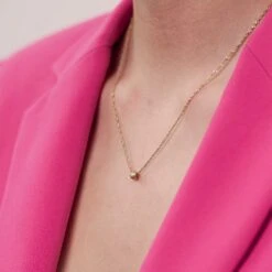 Tousle Sphere Necklace With Singapore Chain | 14k Gold